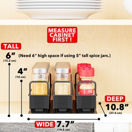 SpaceAid Pull Out Spice Rack Organizer for Cabinet, Heavy Duty Slide Out Seasoning Kitchen Organizer, Cabinet Organizer, with Labels, 7.7" W x10.75 D x4 H, 3 Drawers 1-Tier