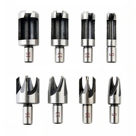 ANBOO 8 Piece Wood Plug Cutter Drill Bit Set Perfect for Precise Woodwork Dowel Drill Set with Tenon Cutter and Tapered Drills (6/10/13/16 mm). Ideal for Woodworking Tools