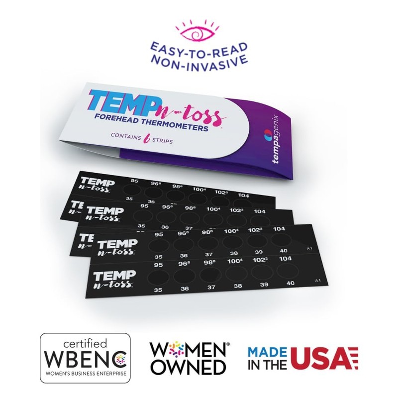 Fast Reading Disposable Forehead Thermometer Strips - Temp-N-Toss for Accurate