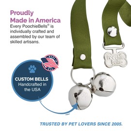 PoochieBells The Original Dog Potty Doorbell, Dog Bells for Potty Training & Puppy Housebreaking, Potty Train Your Dog in Days, Made in America, Fern Green