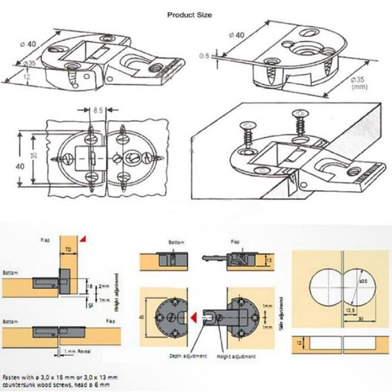KAFENDA 2 Pieces 90 Degree Hinge,Hinges for Kitchen cabinets, Drop