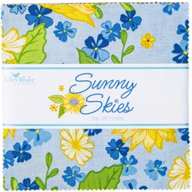 Sunny Skies Riley Blake 5-inch Stacker, 42 Precut Fabric Quilt Squares by Jill Finley, Assorted