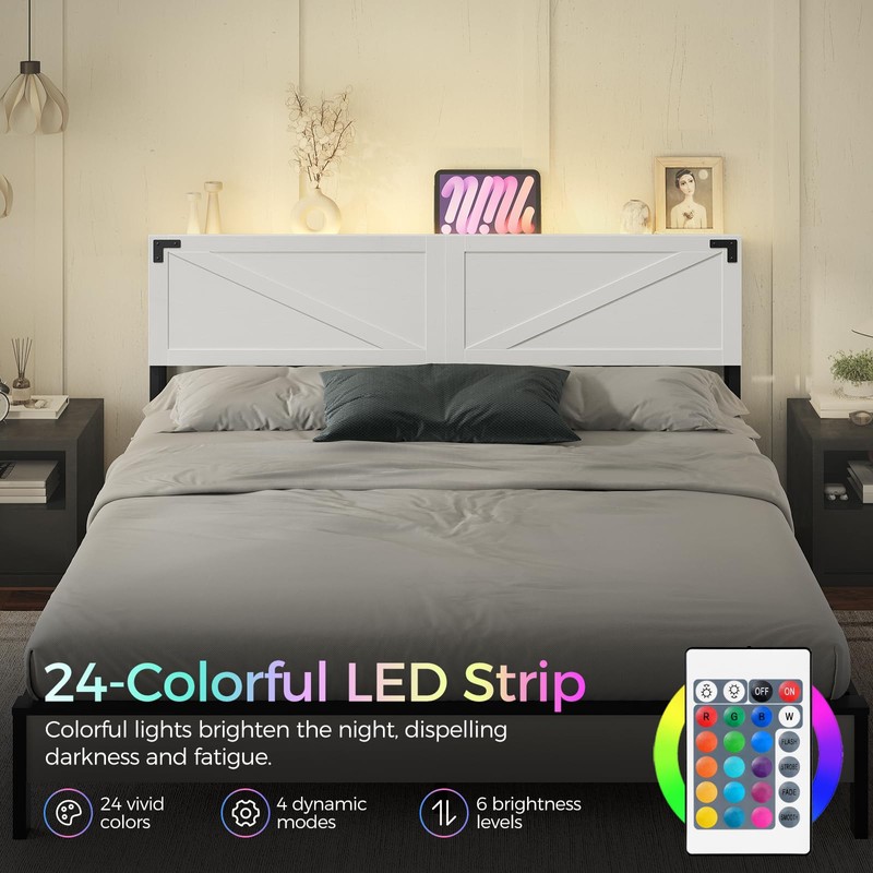 MAHANCRIS King Size Headboard Only, Headboard with 2 Outlets and