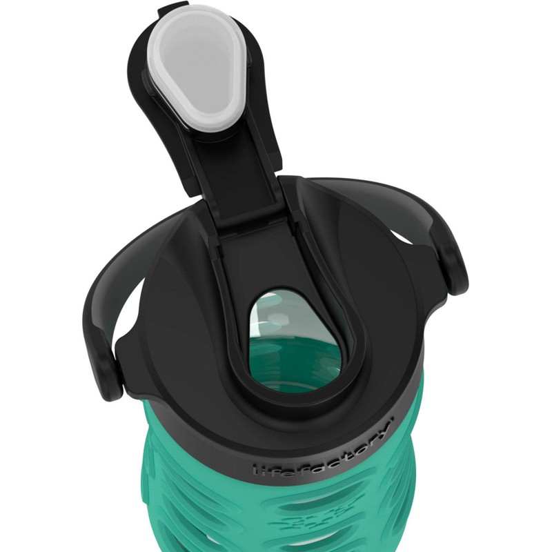 Lifefactory 12-Ounce Glass Water Bottle with Active Flip Cap and