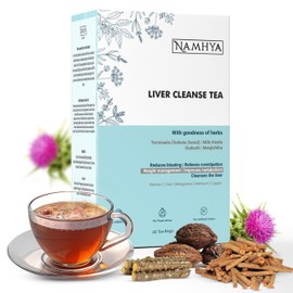 Namhya Ayurveda Liver Cleanse Tea Bags with Harad & Milk Thistle for Liver Health and Wellness - Detox Tea Supports Digestion, Metabolism & Immunity - Herbal Tea Bags for Constipation - Pack of 25
