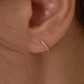 925 Silver Standard Cubic One-Touch Ring Earrings (Pair) S / 925실버 스탠다드 큐빅 원터치 링 귀걸이 한 쌍  S