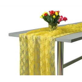 MDS Pack of 5Wedding 27 x 120 inches Long Sheer lace Table Runner for Wedding Banquets Decorations Birthday Parties, Engagements, Rustic Boho for 10Ft Table Runners - Yellow