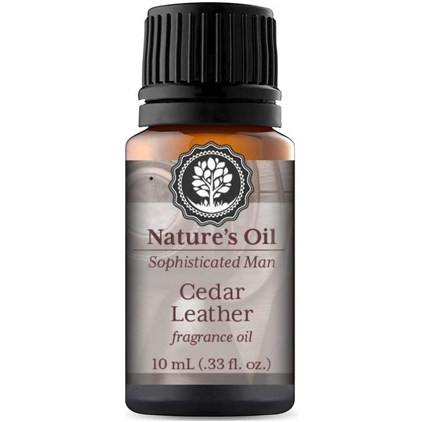 Cedar Leather Fragrance Oil 10ml for Men's Cologne, Diffuser Oils, Making Soap, Candles, Lotion, Home Scents, Linen Spray and Lotion
