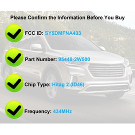 Smart Key for Hyundai Santa FE 2015-2017, YIKEBALOG 4 Button Proximity Remote Control Key Fob fit for Hyundai Santa FE 2015-2017 SY5DHFNA433 95440-B8100 95440-2W500