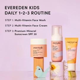 Evereden Evereden Daily 1-2-3 Routine Bundle: Clean & Vegan Skin Care Set for Kids - Hydrating & Nourishing Tween Skincare Set with Multi-Vitamin Face Wash, Face Cream, Lotion, & SPF 30 Mineral Sunscreen