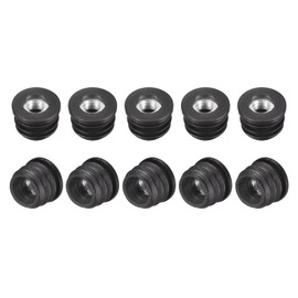 QUARKZMAN Pack of 16 Round Black Pipe Inserts with M8 Thread for 22 mm / 0.86 Inch AD Round Tube Plastic Adjustable Plug Swivel Castors Insert Chair End Caps Furniture Leg Plug