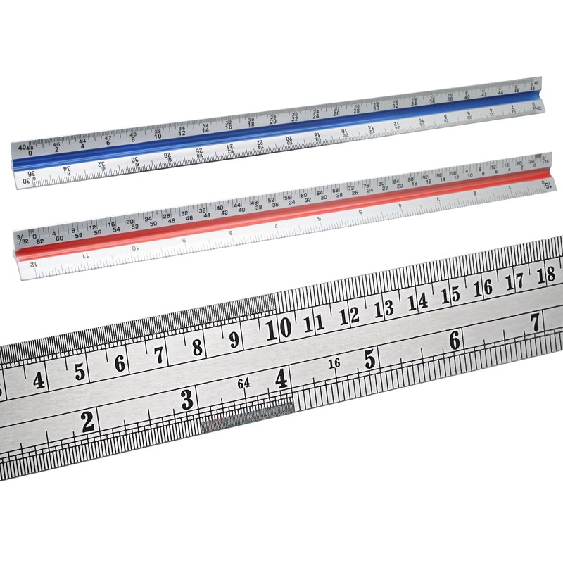Biaungdo 3 Pack Architectural and Engineer Scale Ruler Set, 12