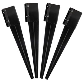 Fence Post Anchor Metal Ground Spike Heavy Duty Black Coated Powder Fences Stakes Posts Support Base for 4"x4" Mailbox or Fence Post, 24"x4"x4" Outer Dia (3.5"x3.5" Inner Dia), Pack of 4