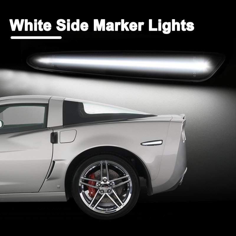GearUp White LED Side Marker Lights Compatible with Corvette C6