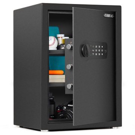 ISLANDSAFE Security Safe Cabinet Personal Box, 1.7 Cuft with Digital Keypad Lock and Keys Safe Box for Cash Money Home Dorm Office Hotel Business Jewelry, (1.7Cubic Feet Black)