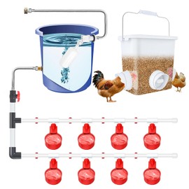 Complete Set Pipeline Automatic Chicken Waterer System(64Accessories Included) Chicken Feeder and Waterer Set,Poultry Waterer,with PVC Pipeline,Garden Hose and Hole Openers