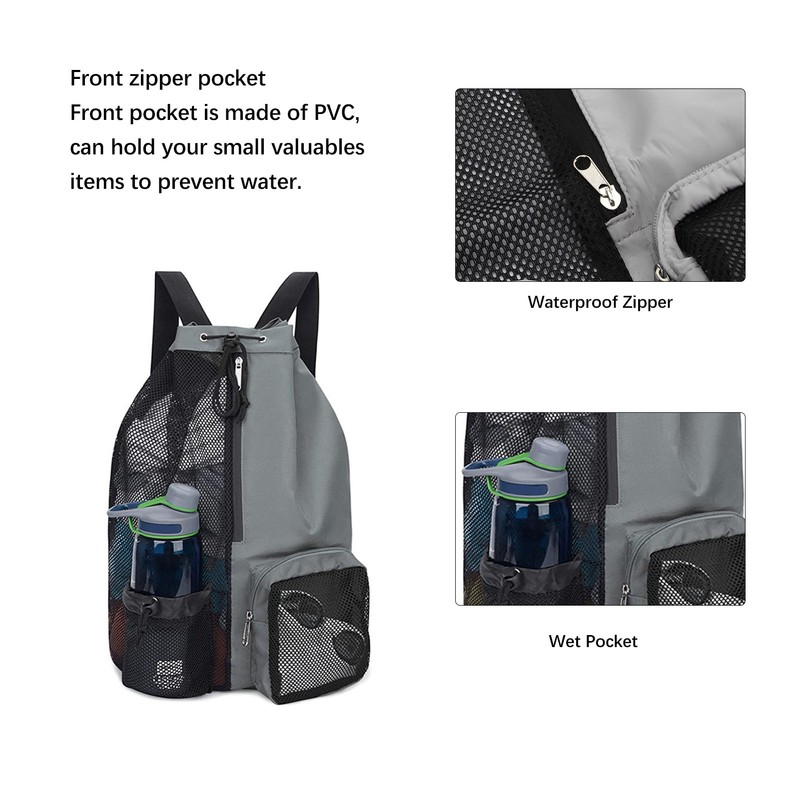 Mesh Beach Backpack Adjustable Shoulder Strap Lightweight Breathable Mesh and