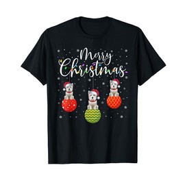 Merry Christmas Lights Santa Hat Westie Dog Ugly Xmas Men Women Kids T-Shirt