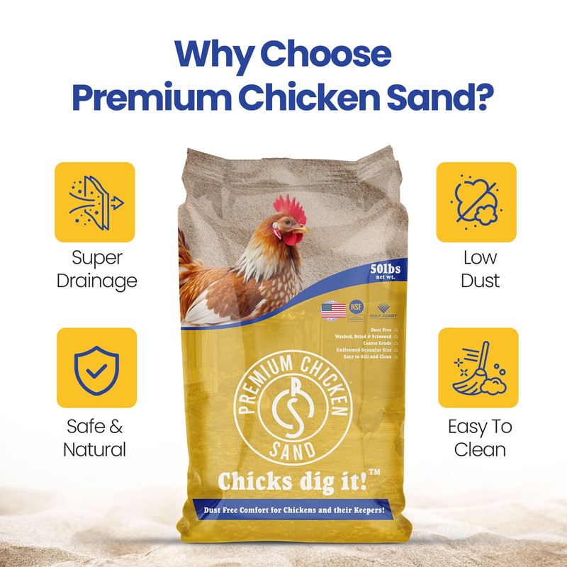 Premium Chicken Sand 50 lbs (2-Pack) – Dust-Free, Odor-Control Bedding