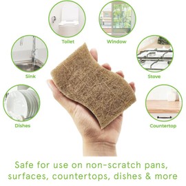 kandid Nature's Touch Biodegradable Sponge Set of 12 - Wood Cellulose and Coconut Fiber Infusion for a Greener Clean - Coconut Fibres & Wood Cellulose