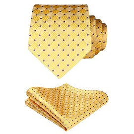 Hisdern Extra Long Check Tie Handkerchief Set XL 160 cm Long -