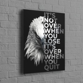 Inspirational Canvas Wall Art Bald Eagle Pictures Wall Decor Black and White Bald Eagle Painting Motivational Wall Art for Bedroom Bathroom Living Room Artwork Framed 12"x16"