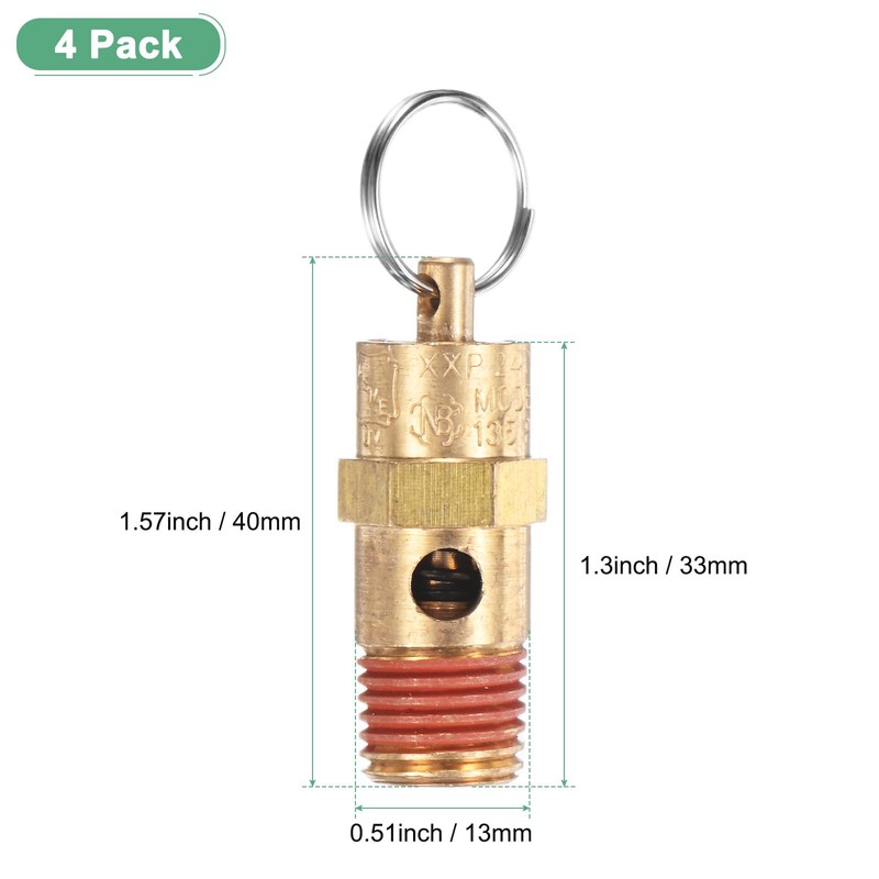 M METERXITY 4-Pack Air Compressor Pressure Release Safety Valve, 1/4"