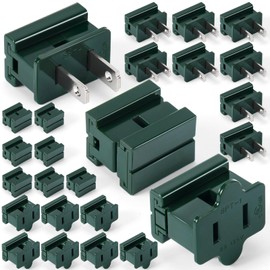 Relaxweex 24 Pcs Christmas Female Male and Connector Plugs SPT 1 Electrical Vampire Plug Green Slip Plug Replacement for Xmas Holiday Lights Party Decoration Slide on Plugs Vampire Plugs, Splicer