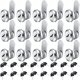 16 Cerraduras de Leva de Gabinete de Cilindro con Llaves Iguales Cerradura de Cajón de Aleación de Zinc de 5/8 Pulgadas Cerradura de Cilindro de Archivo Seguro con 32 Llaves (5/8 Pulgadas)