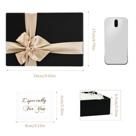 olyee Gift Box with Lid, Black Gift Box with Bow, 24 x 17 x 6.5 cm Gift Box, Rectangle Gift Box for Gift Wrapping (Black)