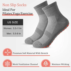 KisSealed 10 Pairs Non Slip Skid Socks with Grips, Women & Men Cushioned Sole Grip Socks for Hospital, Yoga, Pilates, Barre (10 Color)