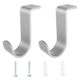 Soportes para barra de cortina para montaje en techo, soporte para barra de 1 pulgada de diámetro, juego de 2, color plateado