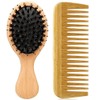 Boar Bristle Mini Hair Brush and Comb Set