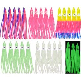 Squid Skirts Fishing Lures Saltwater Octopus Skirts Soft Trolling Lures Glow Lures Saltwater Octopus Squid Skirts Soft Octopus Bait for Bass Trout Fishing
