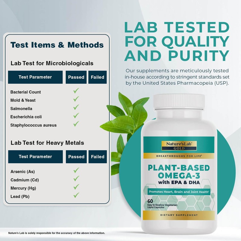 Nature's Lab Gold Plant-Based Omega-3-60 Liquid Capsules