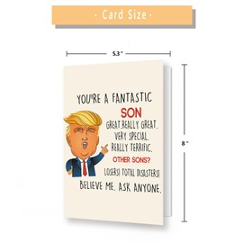 Funny Trump Birthday Card for Son, Happy Birthday Gifts for Son, Unique Son Birthday Card Gifts from Mom Dad, Birthday Card Son