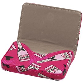 sundee Business Card Holder, RFID Blocking PU Leather Wallet with Magnetic for Women and Men, Name ID Credit Card Case, Portable Stylish Carrier Purse for Business Social -Pink Bottles