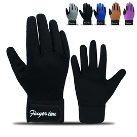 FINGER TEN Horse Riding Gloves Equestrian Women Kids for Girls Boys Mesh Breathable Lightweight Color Pack, Comfortable Grip for Summer Winter (Kids-Black, Small)