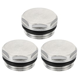 PATIKIL 1/2 Inch BSP Male Thread Blank Cap Manual Radiator Air Vent Plug, 3 Pack Nickel Plated Brass Plugs for Radiator Heater, Silver