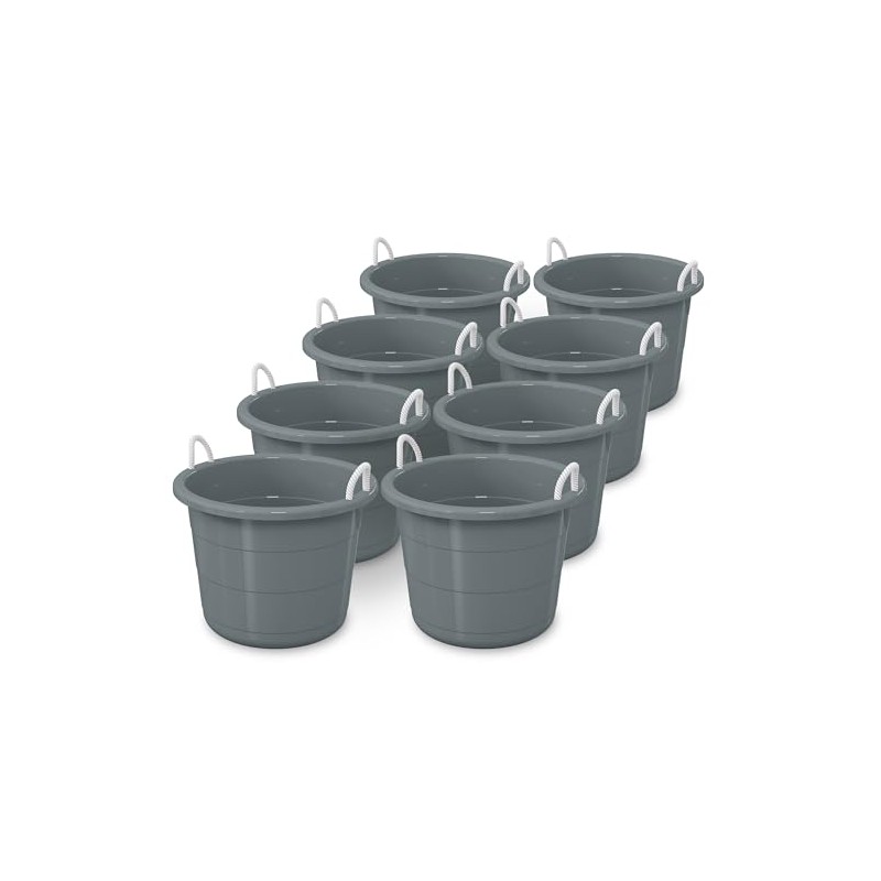 Life Story 8 Pack Open Storage Bucket, Round Plastic Container