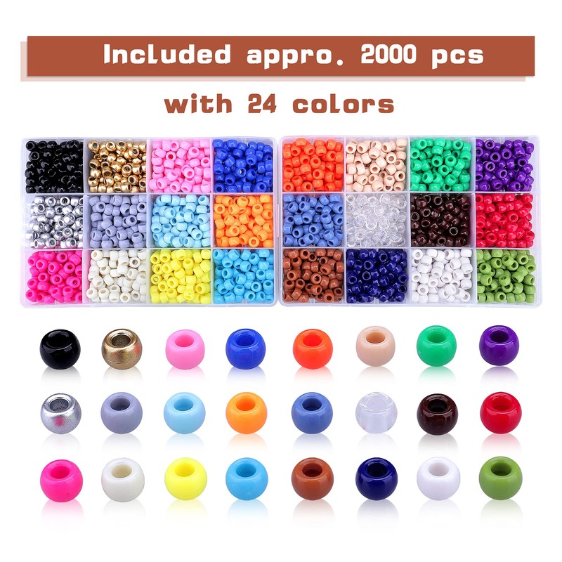 Greentime Pony Beads Bracelets Making Kit, 9mm Pony Beads Rainbow