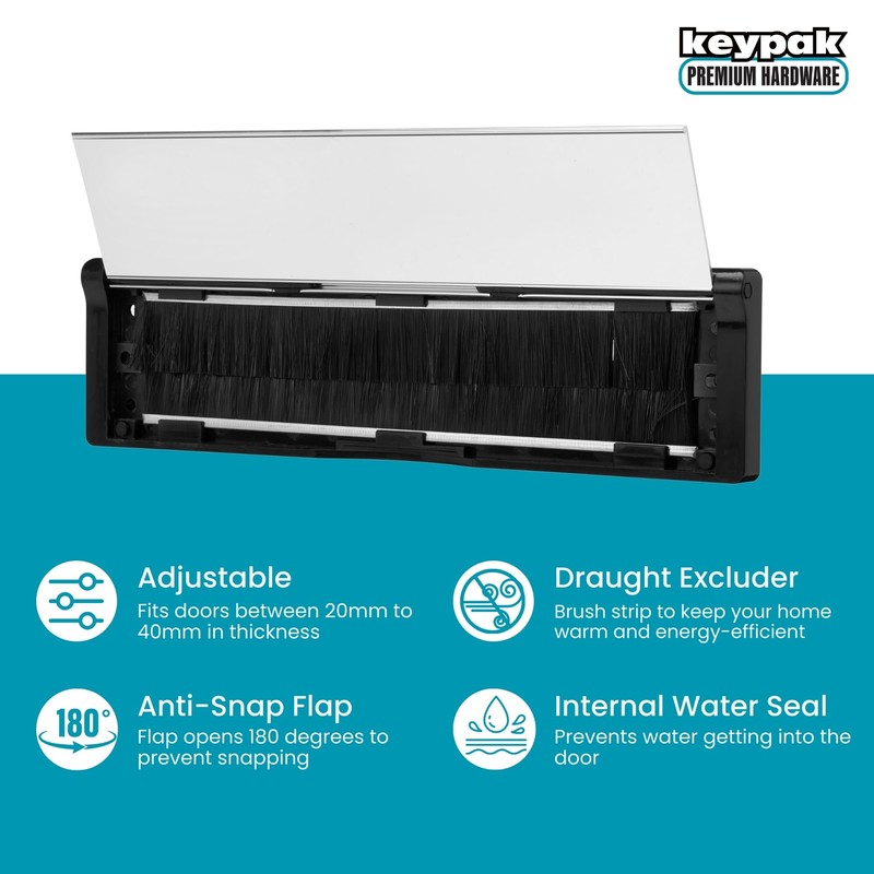 Keypak 10" (27cm) Door Letter Box - Adjustable Letterbox for