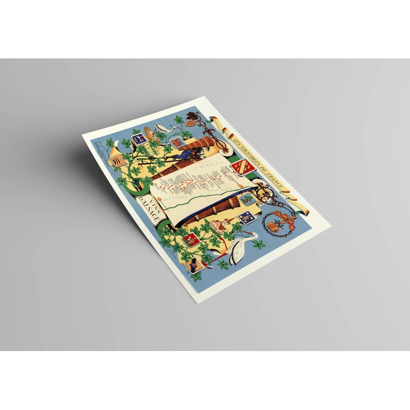 Vintage French Wine Map Poster - Vins d'Alsace - Les
