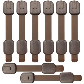 Cerraduras de Seguridad para Niños, 8 Piezas Seguros Flexibles con Pegamento Seguros para Puertas y Cajones Bebé para Bloquear el Acceso a Armarios Gabinetes Cajones Electrodomésticos y Más(Marrón)