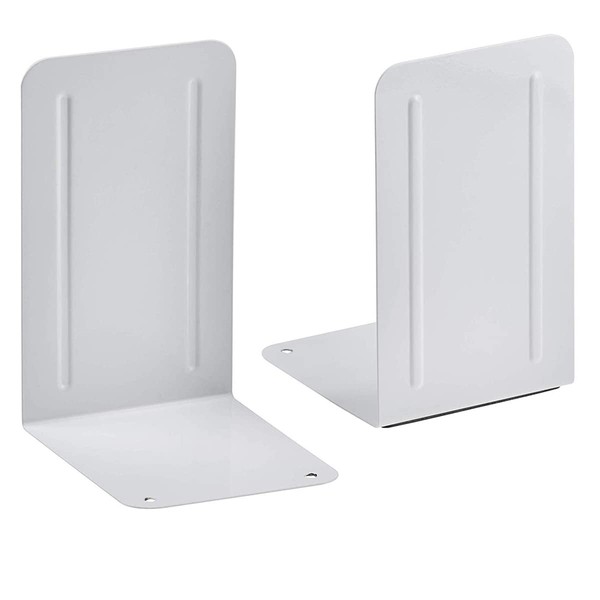 Acrimet Premium Metal Bookend (Heavy Duty) (White Color) (1 Pair