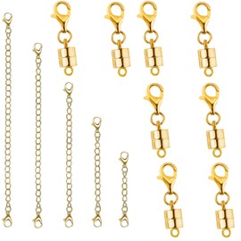 Juego de cierre magnético de collar con extensores de cadena, extensor de collar y cierres magnéticos de collar (oro B)