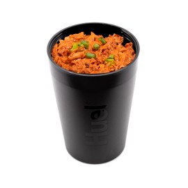 Huel Reusable Hot & Savory Pot - BPA-free plastic - 450ml - Screw-top lid - heatproof design - Pasta Pot - LastFuel. Scoop
