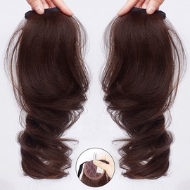 Short 30CM Wavy Bunches Super Light 2pcs Pig Tails Natural Snythetic High Ponytail Extension (Tie Up Light Brown)