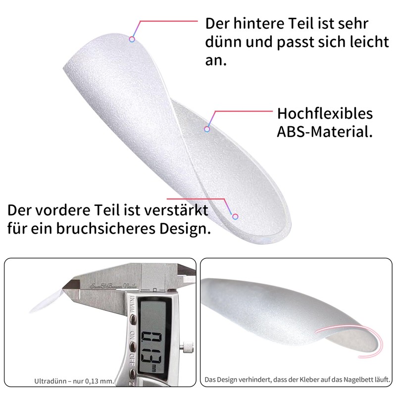 Sun&Beam Nails Artificial Nail Tips, Full Cover Clear Acrylic for