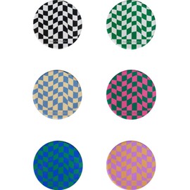 Kelendle Creative Acrylic Coasters Set of 6 Round Checkerboard Abstract Cup Mat Pad Mosaic Absorbent Coasters for Drinks Tabletop Protection for Table Bar Desk Home Decor Housewarming Gift